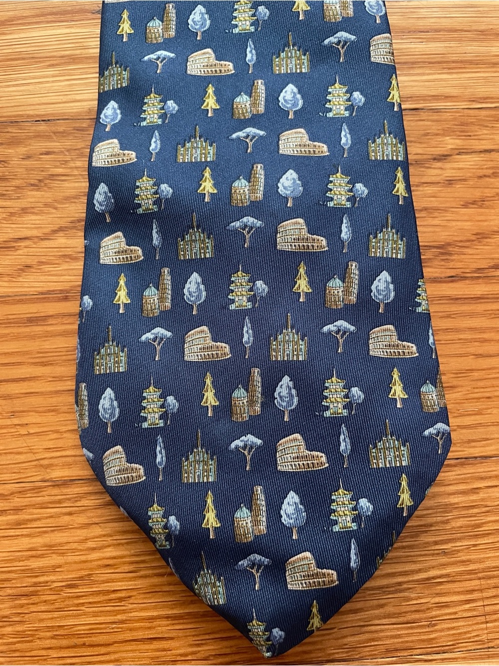 Vintage Salvatore Ferragamo Blue Rome Men’s Silk Tie